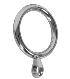 4 anelli cromati con occhiolo per tubo tende diametro 13 mm
