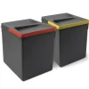 2 contenitori per la raccolta differenziata in plastica grigia, 15 lt