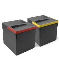2 contenitori per la raccolta differenziata plastica grigio, 12lt
