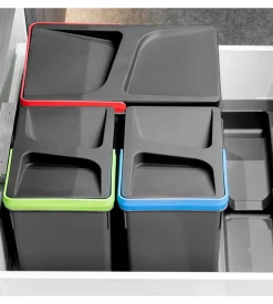 2 contenitori per la raccolta differenziata plastica grigio, 12lt