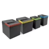 4 contenitori per raccolta differenziata in plastica grigia, 2x12 lt 2x6 lt