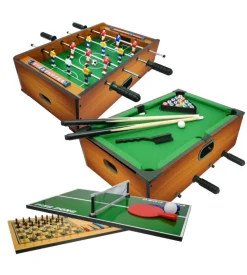 6 giochi per bambini in uno: calcetto, biliardo, ping pong e 3 giochi da tavola 51x31x15 cm