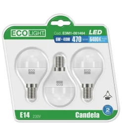 3 lampadine led 6 luce fredda 6400 °k - mini globo