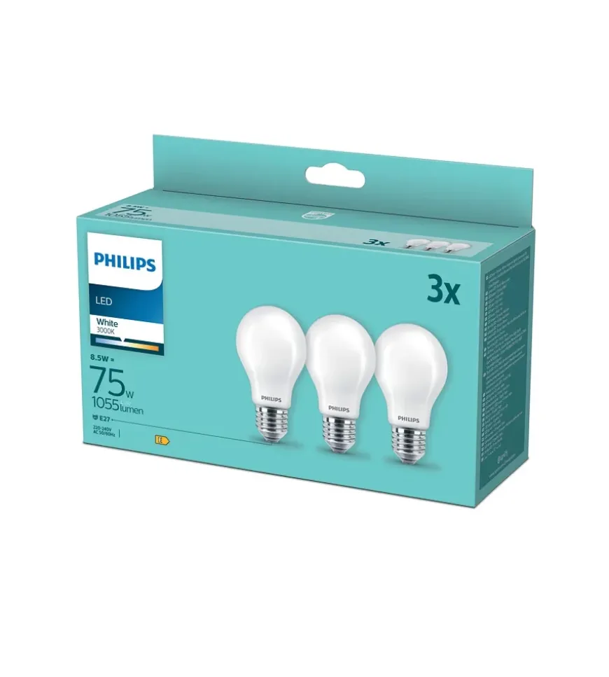 3 lampadine led philips 3000 k 1055 lm