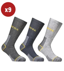 9 paia calza corta da lavoro anti-infortunistica "wrk01" colore assortito, tg 39/42 - wrk