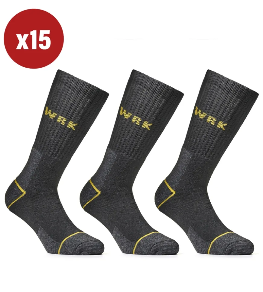 15 paia calza corta da lavoro anti-infortunistica "wrk01" colore nero, tg 43/46 - wrk