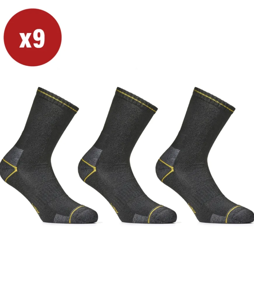 9 paia calza corta da lavoro anti-infortunistica "wrk05" colore nero, tg 39/42 - wrk