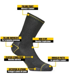 9 paia calza corta da lavoro anti-infortunistica "wrk05" colore nero, tg 39/42 - wrk