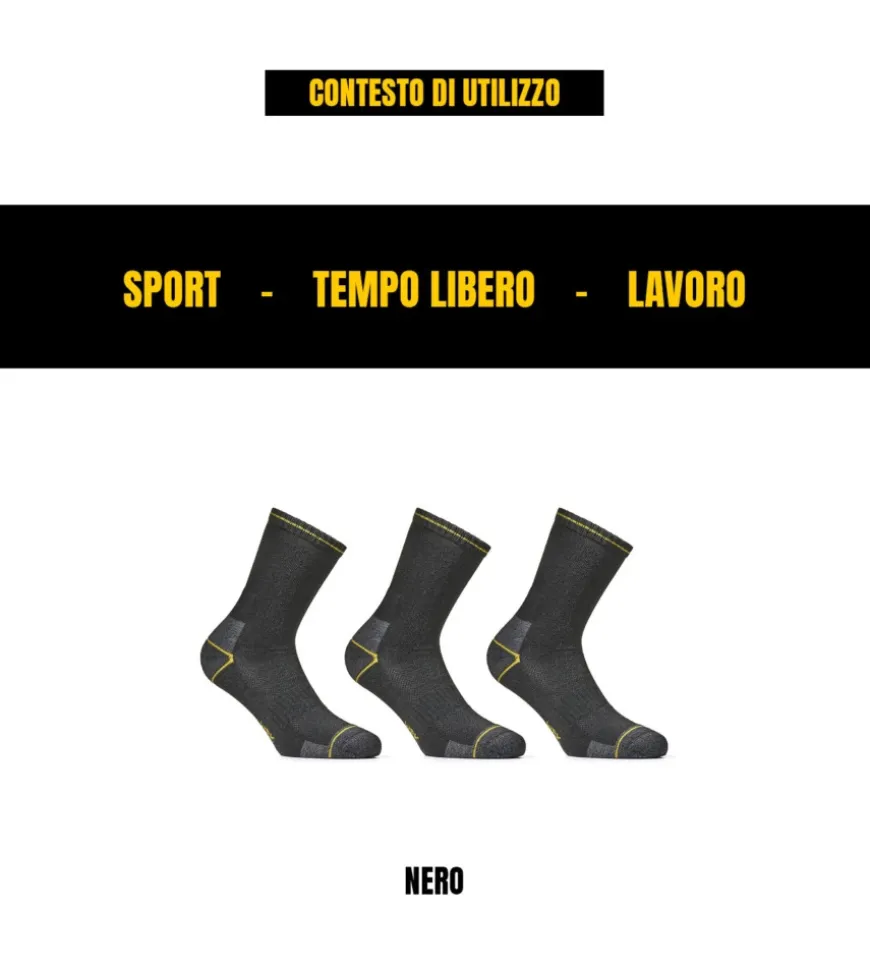 9 paia calza corta da lavoro anti-infortunistica "wrk05" colore nero, tg 39/42 - wrk