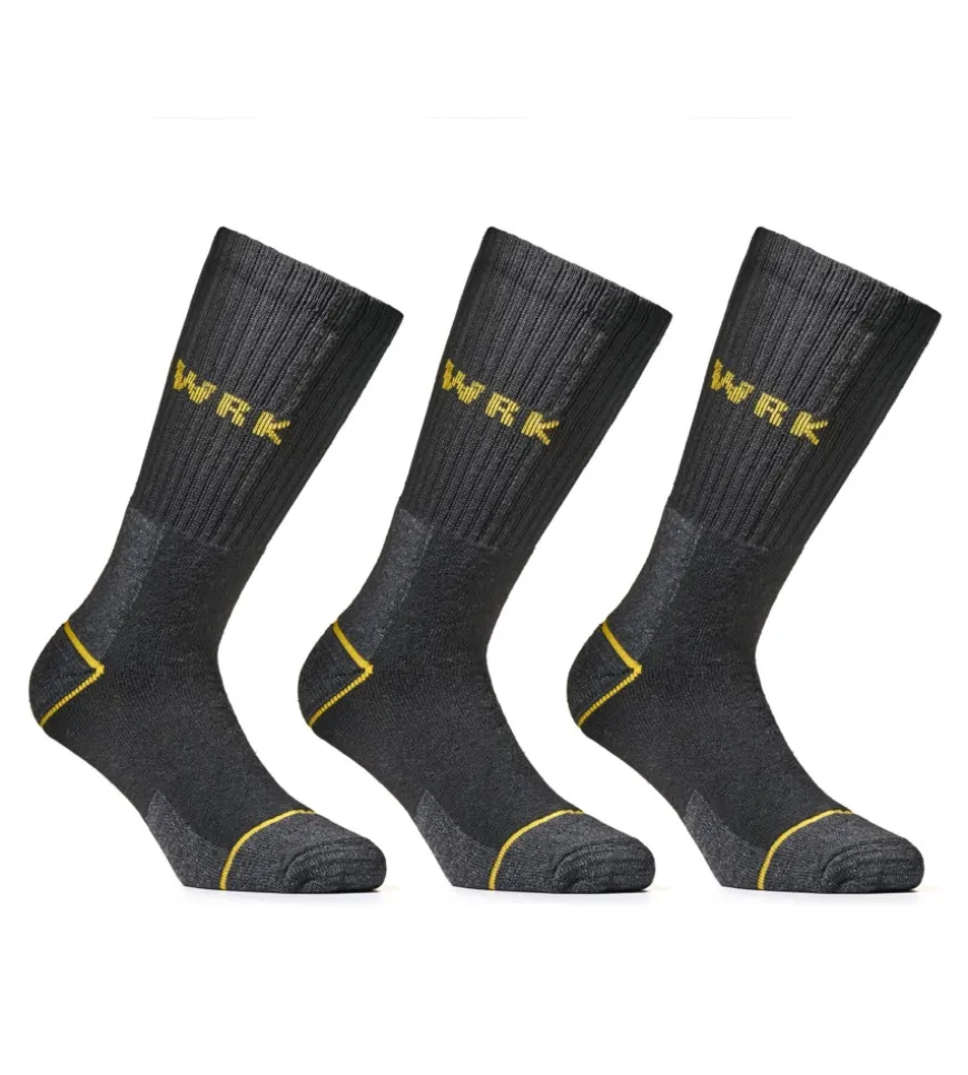 9 paia calza corta da lavoro anti-infortunistica "wrk01" colore nero, tg 43/46 - wrk