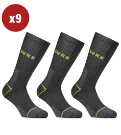 9 paia calza corta da lavoro anti-infortunistica "wrk01" colore nero, tg 43/46 - wrk