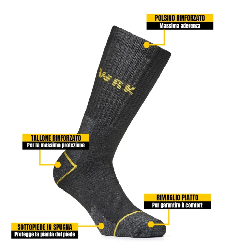 9 paia calza corta da lavoro anti-infortunistica "wrk01" colore nero, tg 43/46 - wrk