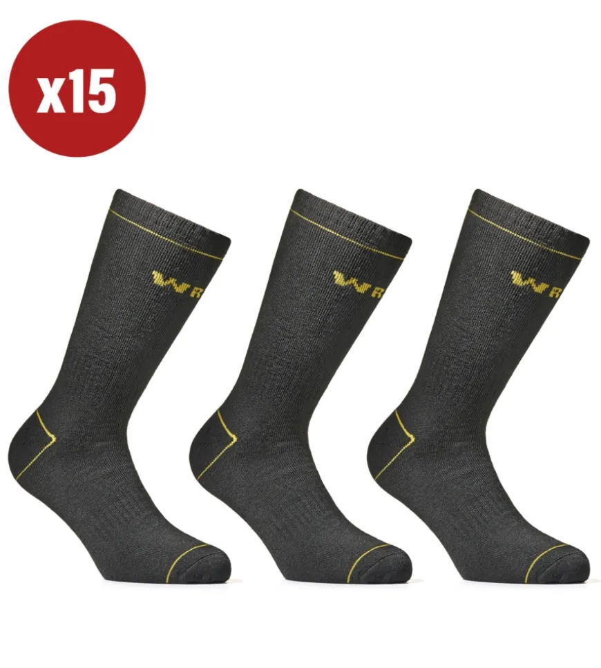 15 paia calza corta invernale da lavoro anti-infortunistica "wrk06" colore nero, tg 39/42 - wrk