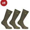 9 paia calza corta invernale da lavoro anti-infortunistica "wrk06" colore verde militare, tg 43/46 - wrk