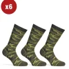 6 paia calza corta invernale da lavoro anti-infortunistica "wrk06" colore mimetico, tg 39/42 - wrk
