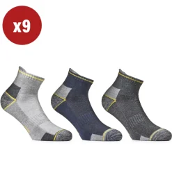 9 paia calza cortissima da lavoro anti-infortunistica "wrk04" colore assortito, tg 39/42 - wrk