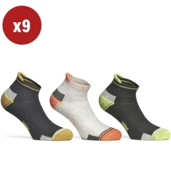 9 paia calza cortissima da lavoro anti-infortunistica "wrk04" colore fluo, tg 39/42 - wrk