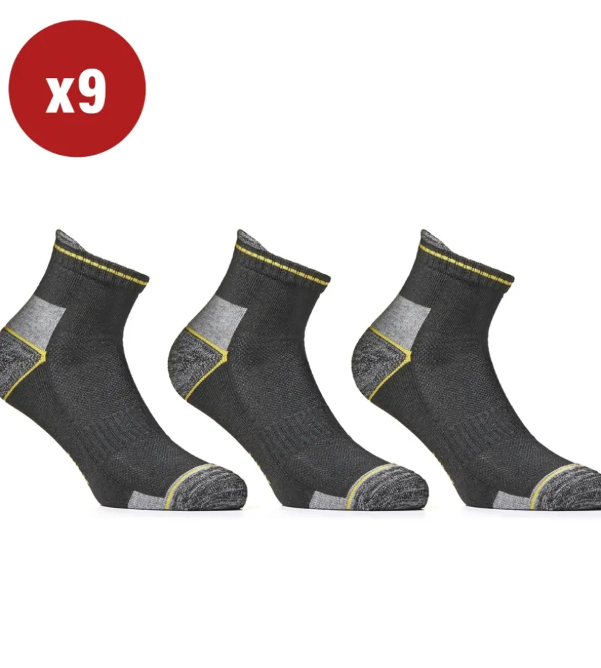 9 paia calza cortissima da lavoro anti-infortunistica "wrk04" colore nero, tg 43/46 - wrk