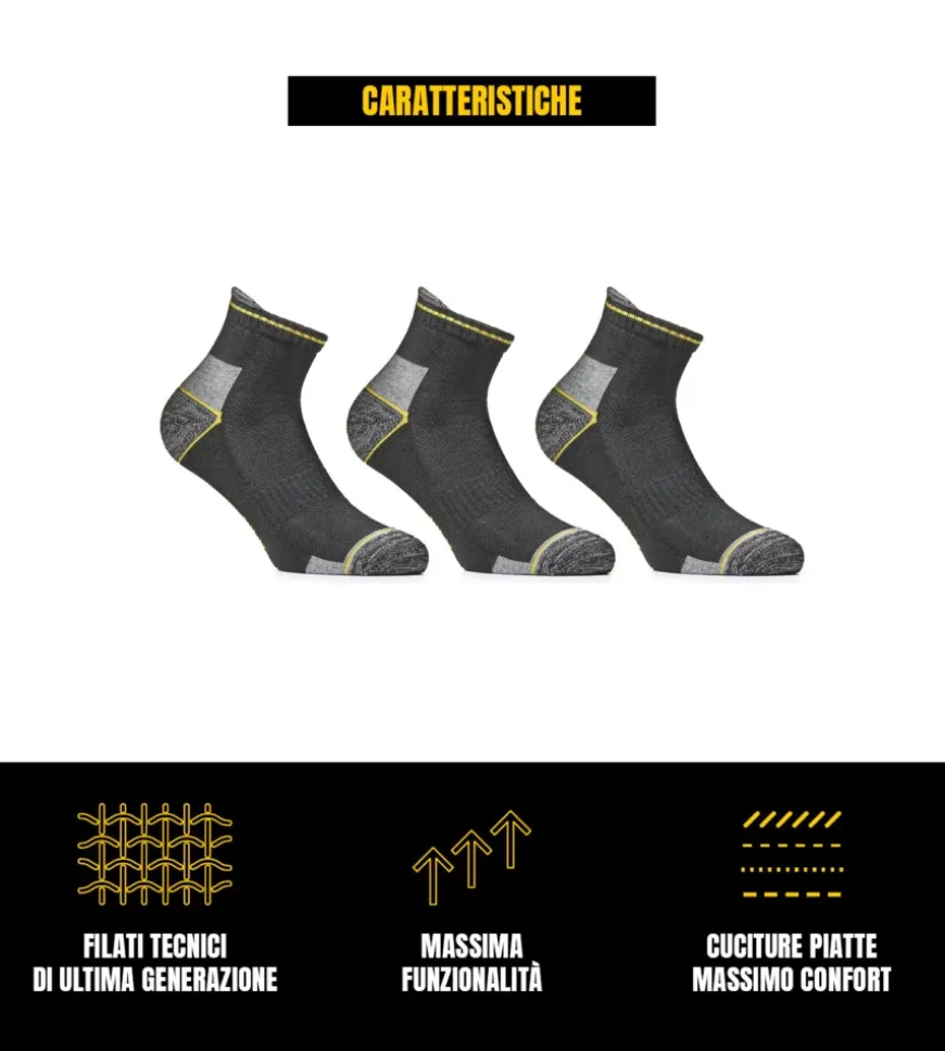 9 paia calza cortissima da lavoro anti-infortunistica "wrk04" colore nero, tg 43/46 - wrk