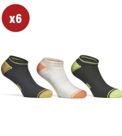 6 paia calza fantasmino da lavoro anti-infortunistica "wrk03" colore fluo, tg 43/46 - wrk