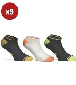 9 paia calza fantasmino da lavoro anti-infortunistica "wrk03" colore fluo, tg 43/46 - wrk