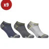 9 paia calza fantasmino da lavoro anti-infortunistica "wrk03" colore assortito, tg 43/46 - wrk