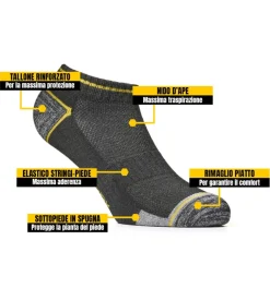 9 paia calza fantasmino da lavoro anti-infortunistica "wrk03" colore assortito, tg 43/46 - wrk
