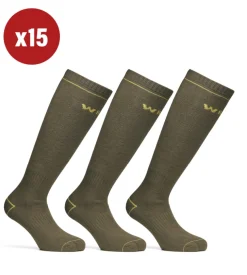 15 paia calza lunga invernale da lavoro anti-infortunistica "wrk08" colore verde militare, tg 39/42 - wrk