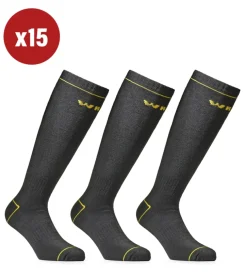 15 paia calza lunga invernale da lavoro anti-infortunistica "wrk08" colore nero, tg 39/42 - wrk