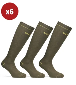 6 paia calza lunga invernale da lavoro anti-infortunistica "wrk08" colore verde militare, tg 43/46 - wrk