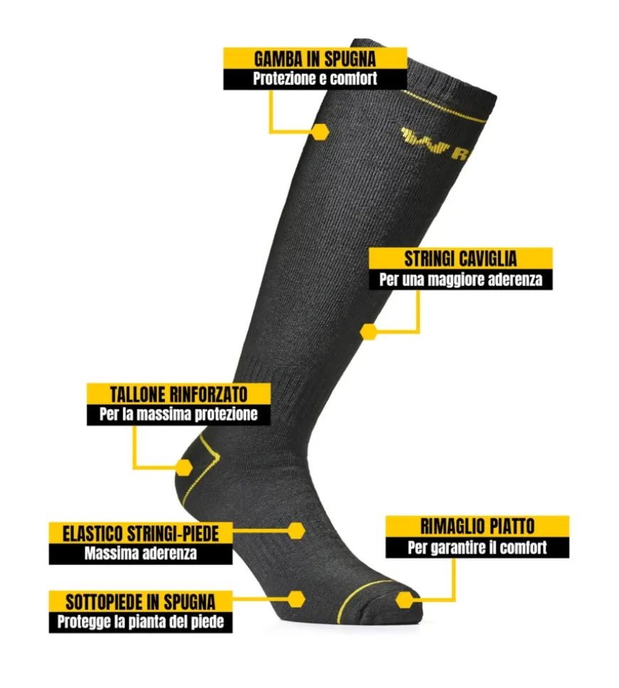 6 paia calza lunga invernale da lavoro anti-infortunistica "wrk08" colore verde militare, tg 43/46 - wrk