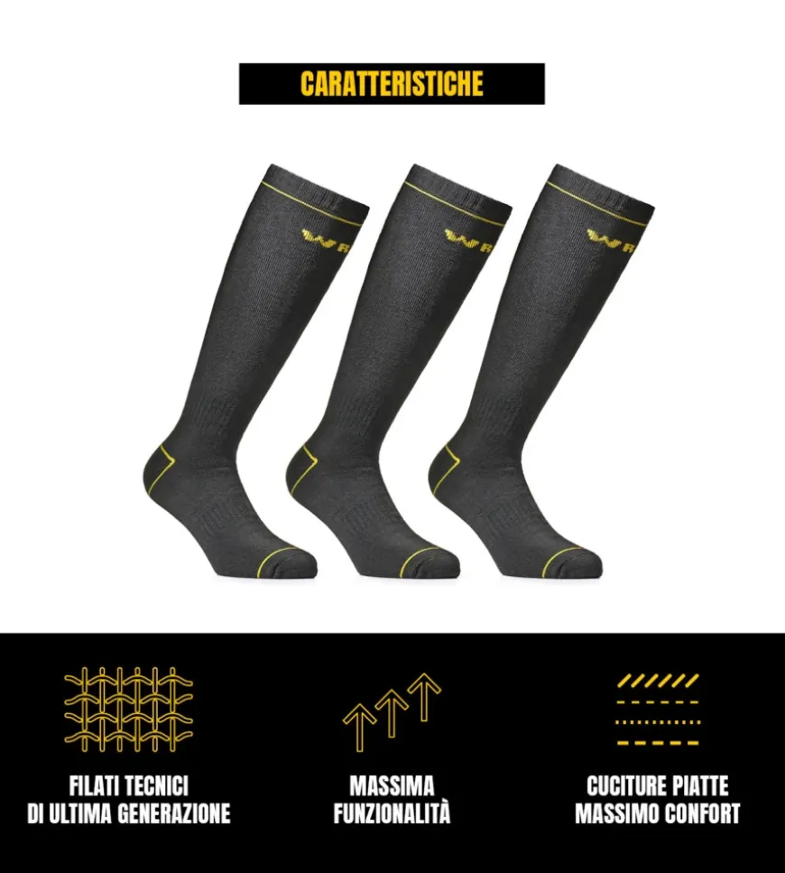 6 paia calza lunga invernale da lavoro anti-infortunistica "wrk08" colore verde militare, tg 43/46 - wrk