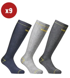 9 paia calza lunga invernale da lavoro anti-infortunistica "wrk08" colore assortito, tg 43/46 - wrk