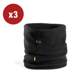 3 pezzi scaldacollo termico "wrk102" in pile colore nero, tg unica