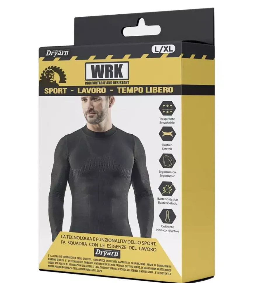 1 pezzo maglia tecnica "wrk302" nera con collo a lupetto, tg s/m - wrk