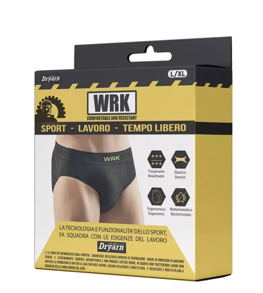 1 pezzo slip uomo tecnico "wrk201" in fibra dryarn colore nero, tg s/m - wrk