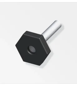 1 piede di regolazione con vite m8 in pvc nero zincato.