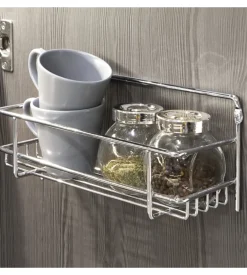 3 portaspezie in acciaio cromato, 27x11x9,7 cm