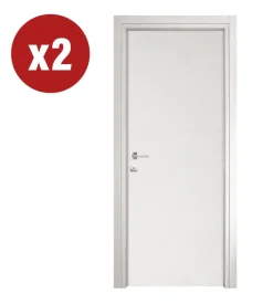 2 porte battenti da interno reversibili frassino bianco, 70x200 cm