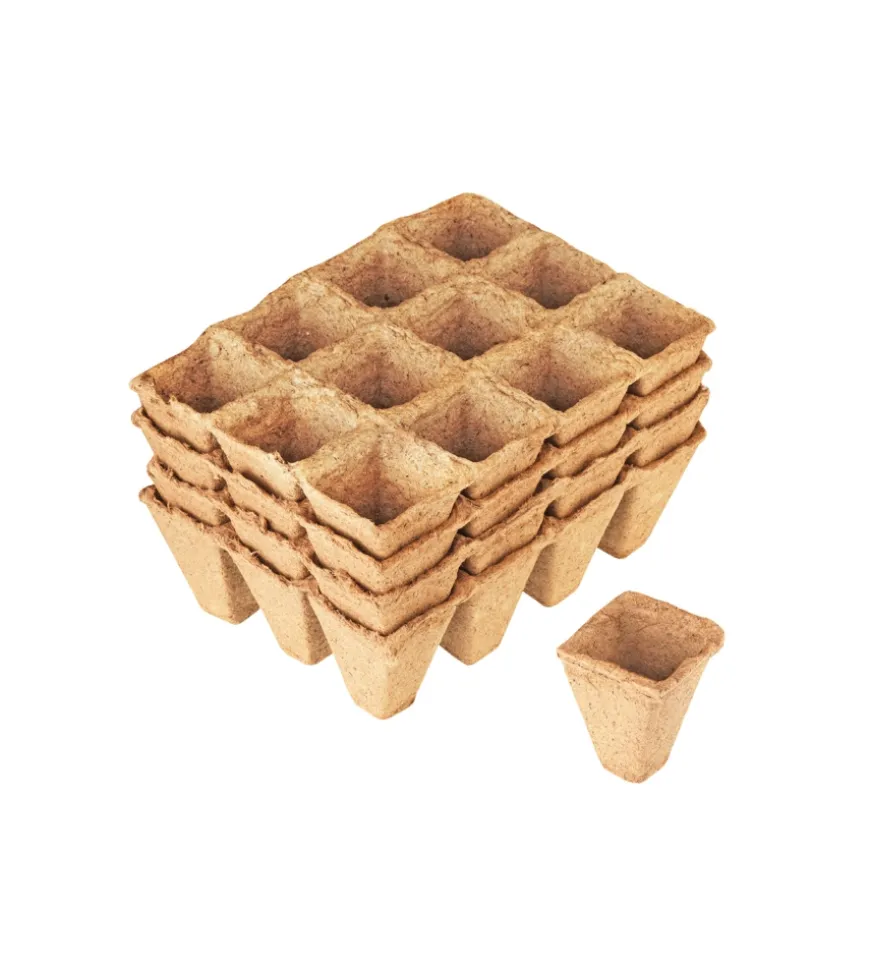 48 vasetti biodegradabili, quadrati 4 cm