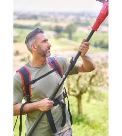 Abbacchiatore olive a batteria zainato dc50 blue bird "olimpo 23-56 at" movimento oscillatorio laterale 21v + asta telescopica 2,2-3,1 mt