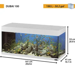 Acquario dubai 100 bianco con led -101 x 41 x h 53 cm - 190 l - ferplast