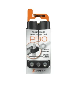 Adattatore corner 2 prese bipasso+1 pr p30 grigio - bticino.