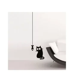 Adesivi da parete "cat and fish" - 15x31 cm - 2 fogli.