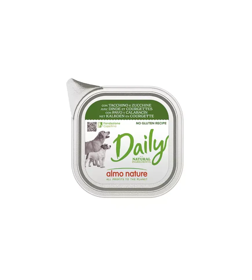 Alimento umido per cani almo nature "daily" con tacchino e zucchine 100 gr