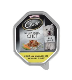 Alimento umido per cani cesar "scelta dello chef" con pollo, riso e verdure 150 gr