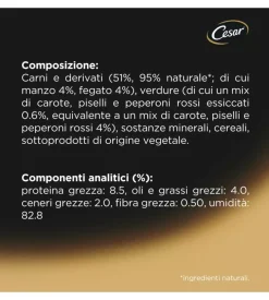 Alimento umido per cani cesar con manzo e cuore di verdure 150 gr