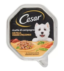 Alimento umido per cani cesar "ricette di campagna" con pollo, verdure e prezzemolo 150 gr