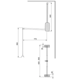 Appendiabiti saliscendi acciaio bianco, 600-830 mm