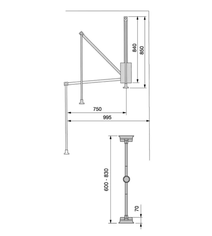 Appendiabiti saliscendi regolabile 60-83 cm moka, emuca